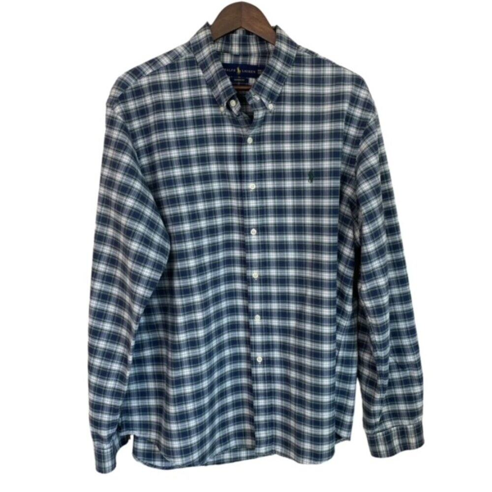 Ralph Lauren Custom Fit Blue Plaid Button Down - Size XXL